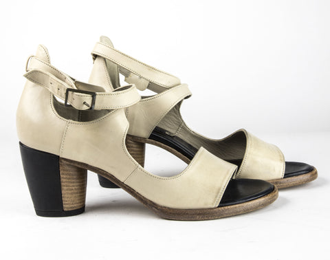 ALBERTO FERMANI Women's Beige Leather Isola Heeled Sandals Size 8.5 NWD