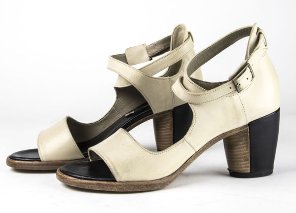 ALBERTO FERMANI Women's Beige Leather Isola Heeled Sandals Size 8.5 NWD