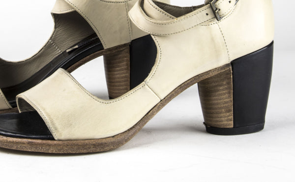 ALBERTO FERMANI Women's Beige Leather Isola Heeled Sandals Size 8.5 NWD