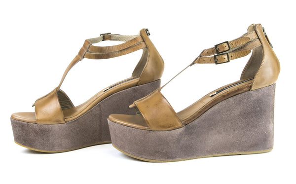 ALBERTO FERMANI Women's Toffy Sella Leather Vada Wedge Sandals Size 10.5 NWD