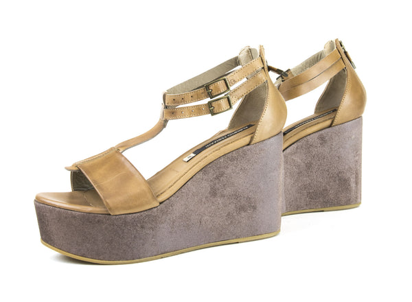 ALBERTO FERMANI Women's Toffy Sella Leather Vada Wedge Sandals Size 8.5 NWD