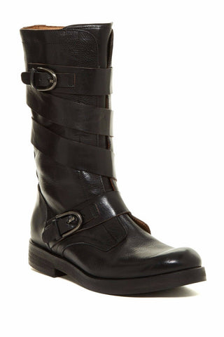 ALBERTO FERMANI Women's Black Leather Mira Buckle Boots Floor Model Size 6