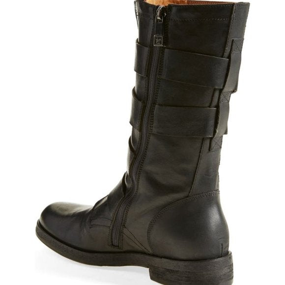 ALBERTO FERMANI Women's Black Leather Mira Buckle Boots Floor Model Size 6