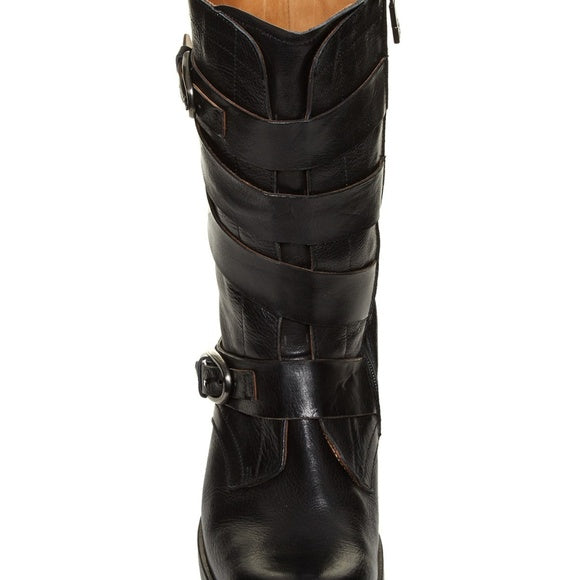 ALBERTO FERMANI Women's Black Leather Mira Buckle Boots Floor Model Size 6
