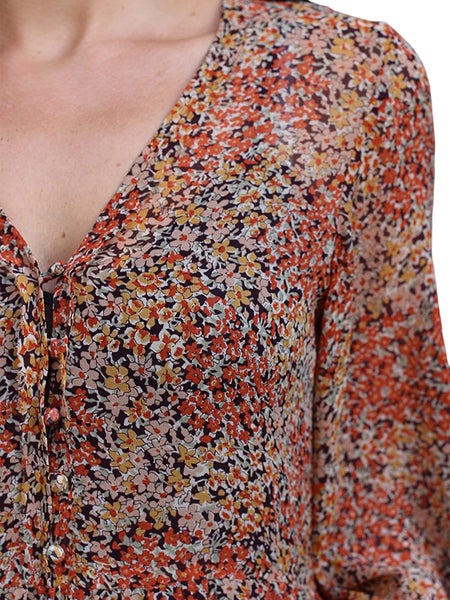 LOVESHACKFANCY Women's Rust Floral Print Alexandra Dress $525 NWT