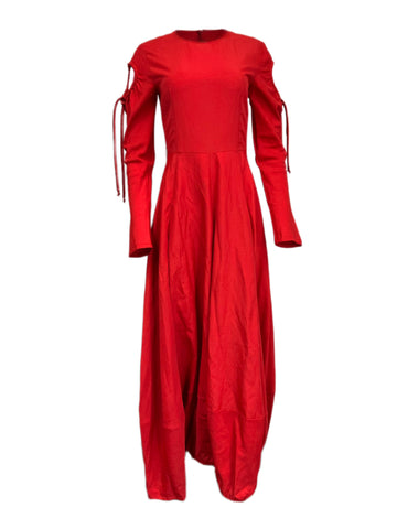 Max Mara Women's Red Algeri Split Sleeve Maxi Dress Size 4 NWT
