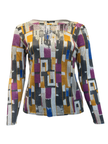 MARINA RINALDI Womens Multi Amico Sequin Lightweight Sweater $490 NWT