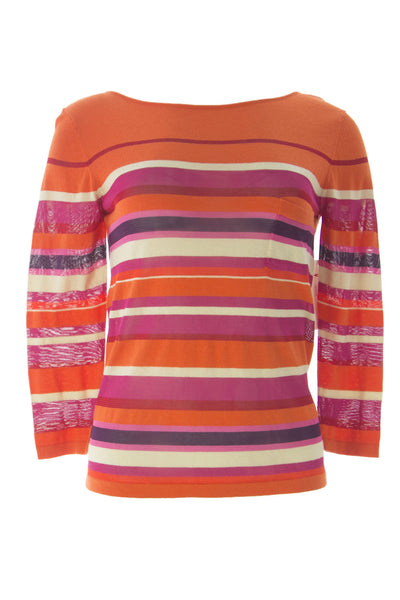 VELVET by Graham & Spencer Women's Striped Viscose Blend Boat Neck Top $129 NEW