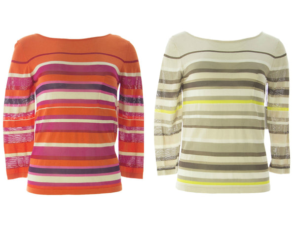 VELVET by Graham & Spencer Women's Striped Viscose Blend Boat Neck Top $129 NEW