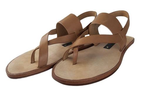 MATT BERNSON Women's Brown Wheat Leather Athena Slide Sandals #MB129-6 NWB