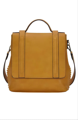ANTIK KRAFT Women's Brown Mustard Convertible Bag To Backpack #81686 NWT