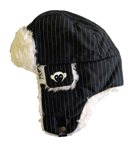 Appaman Toddler Boy's Black Pinstripe Morritz Trapper Hat Size 50 cm NWOT