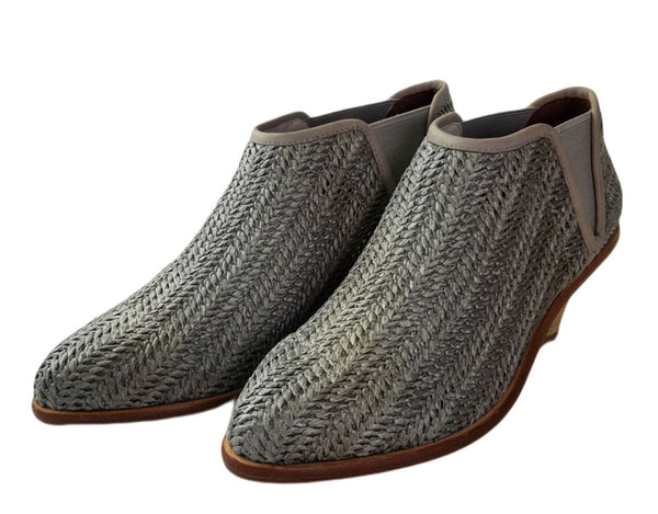 MATT BERNSON Women's Grey Ash Raffia Marlow Booties #MB108-4 NWB