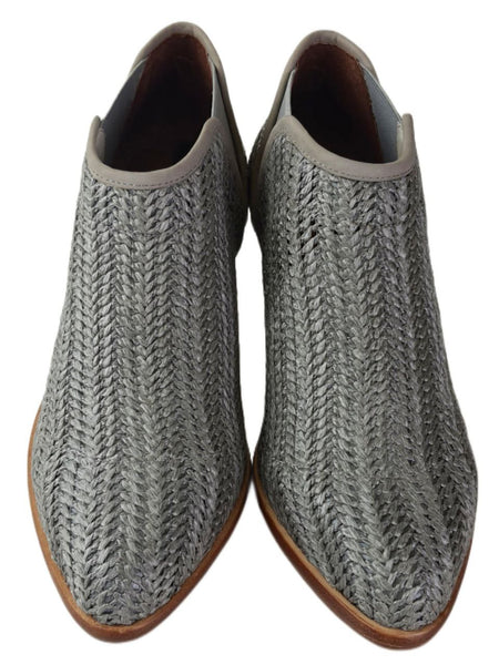 MATT BERNSON Women's Grey Ash Raffia Marlow Booties #MB108-4 NWB
