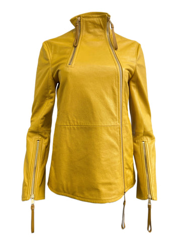 Max Mara Women's Yellow Astor Lamb Leather Jacket Size 8 NWT