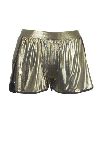 Atina Cristina Women's Gold Metalic Contrast Trim Shorts Sz XS $138 NWT