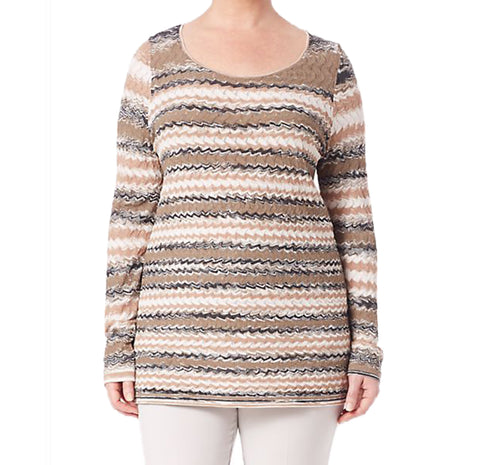 MARINA RINALDI Women's Multicolor Avo Textured Print Sweater $525 NWT