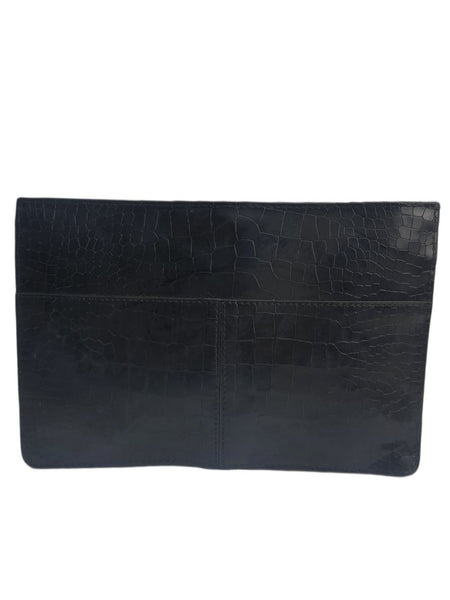 URGE Women's Black Leather Zip Closure Clutch Bag #BG1 One Size NWOT