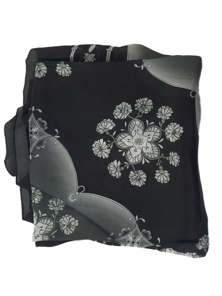 POPINJAY Women's Black Silk Handmade Scarf #BX1 44'x41' One Size NWT