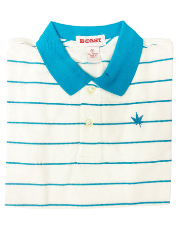 BOAST Boy's White/Mediterranean Pinstripe Polo Shirt $44 NEW