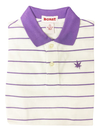 BOAST Boy's White/Purple Pinstripe Polo Shirt $44 NEW