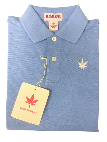 BOAST Boy's Carolina Blue Solid Pique Polo Shirt $44 NEW