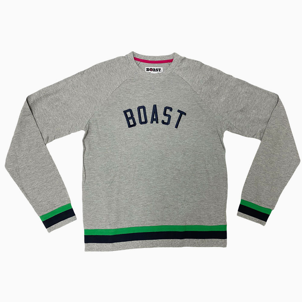 BOAST Men's Heather Grey Arch Logo Crewneck Sweatshirt $120 NEW