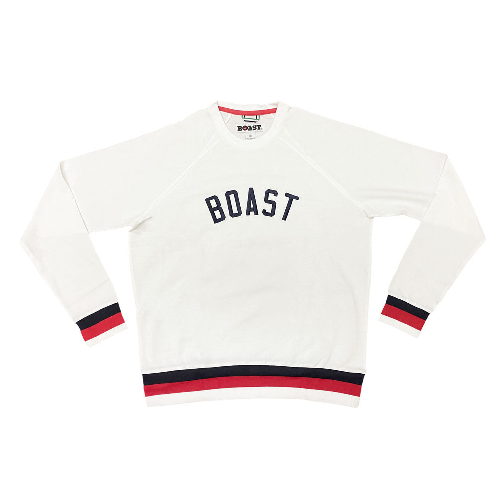 BOAST Men's White Arch Logo Crewneck Sweatshirt $120 NEW