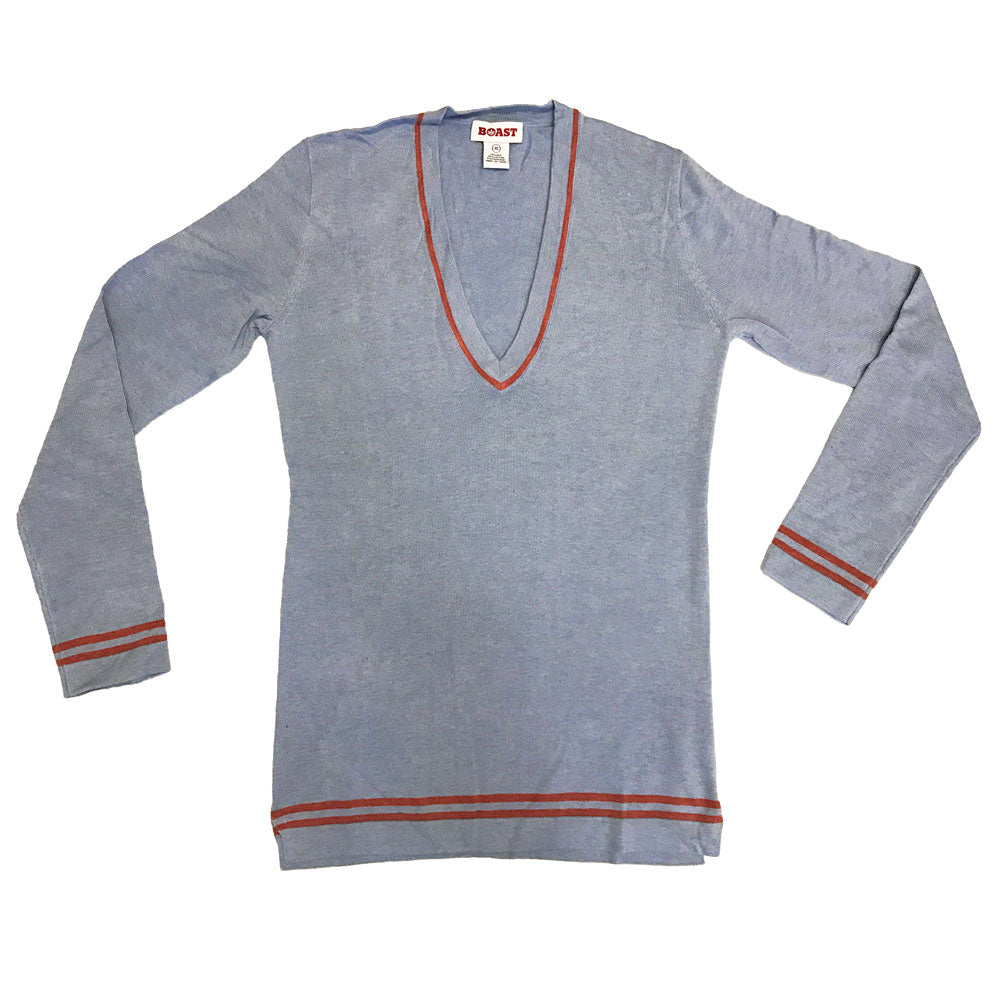 BOAST Women's Pale Blue V-Neck Boyfriend Sweater $175 NEW