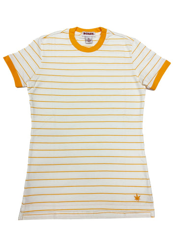 BOAST Women's Orange Striped Crewneck T-Shirt $55 NEW
