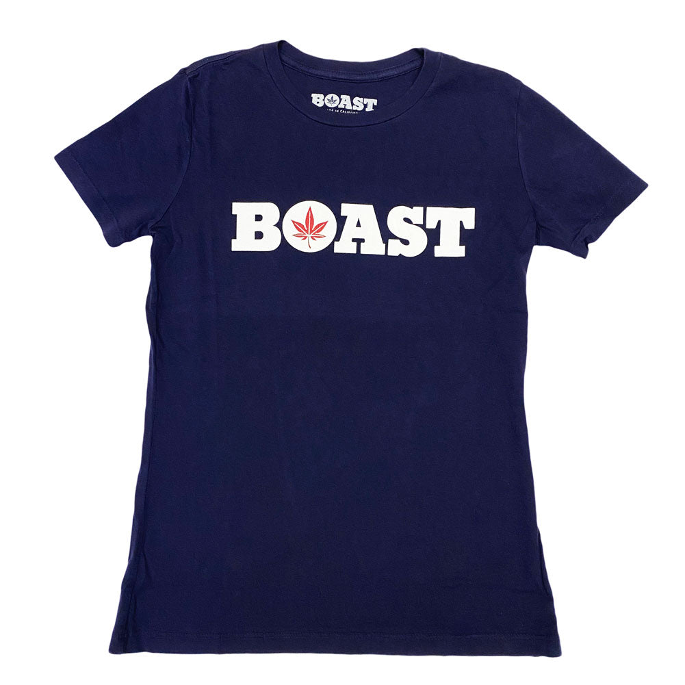 BOAST Women's Navy Wordmark T-Shirt $30 NEW