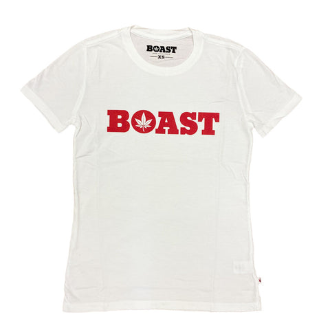 BOAST Women's White Wordmark T-Shirt $30 NEW