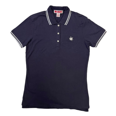 BOAST Women's Navy/Light Blue Tipped Polo Shirt $65 NEW
