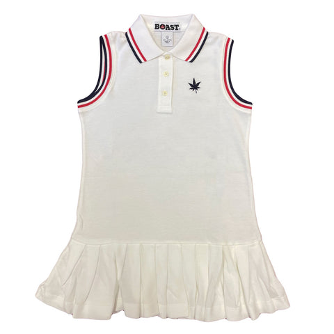 BOAST Girl's White Tipped Polo Dress 131607001 $60 NEW