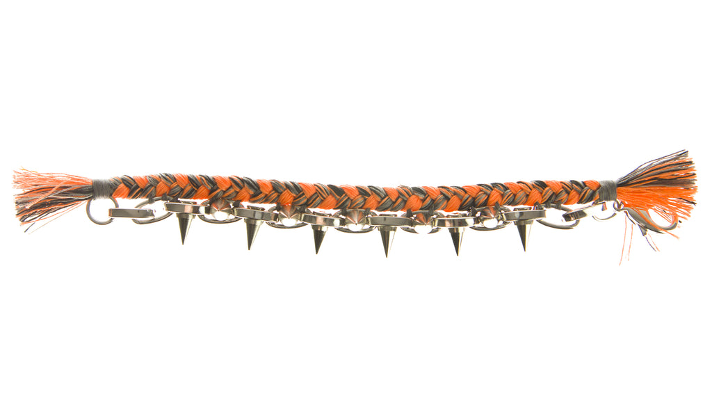 JOOMI LIM Punk Carnival Orange Braided Cotton Bracelet w/ Spikes $296 NEW