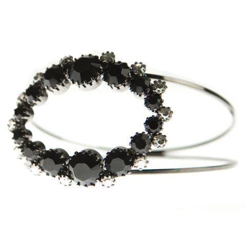 JOOMI LIM Black Double Band Oval Crystal Bangle Bracelet $265 NEW