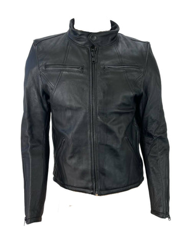 Aether Men's Jet Black Badlands Motorcycle Leather Jacket NWT