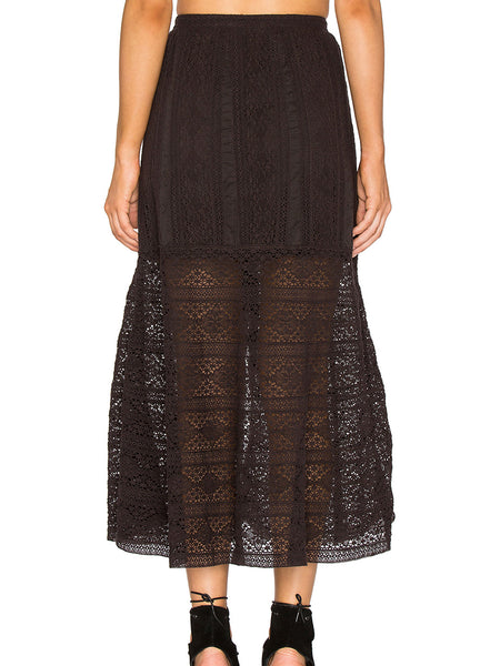 LOVESHACKFANCY Women's Washed Black Bali Midi Skirt $275 NWT