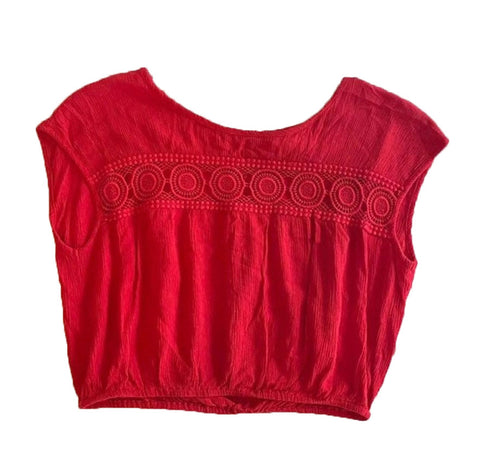 BAND OF GYPSIES Women's Red Peasant Crop Top Size XS $50 NWT