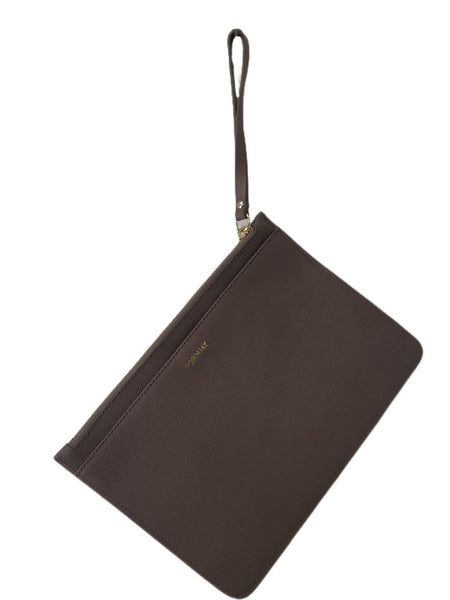 POPINJAY Women's Brown Baracoa Zip Clutch #Popin6s 10'x7' One Size NWT