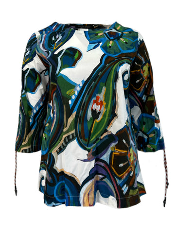 Marina Rinaldi Women's Multicolor Basilico 3/4 Sleeve Blouse NWT