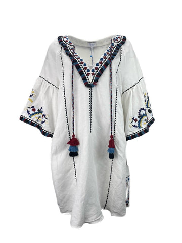 PARKER Beach Women's White Embroidered Cover Up Dress Size M/L NWT