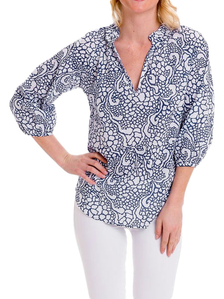 Elizabeth Mckay Women's Beachy Top XL Navy Water