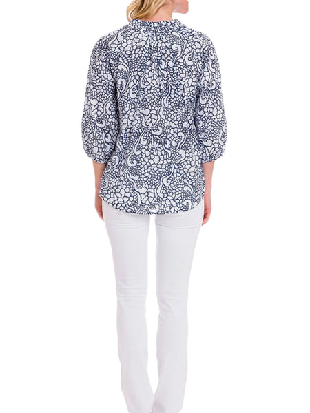 Elizabeth Mckay Women's Beachy Top XL Navy Water