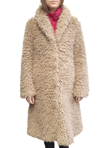 UNREAL FUR Women's Beige Mocha De La Cream Vtgan Fur Coat #Dela Small NWT