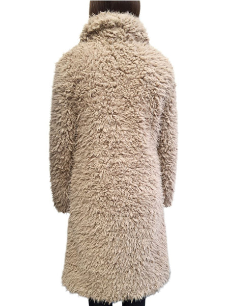 UNREAL FUR Women's Beige Mocha De La Cream Vtgan Fur Coat #Dela Small NWT