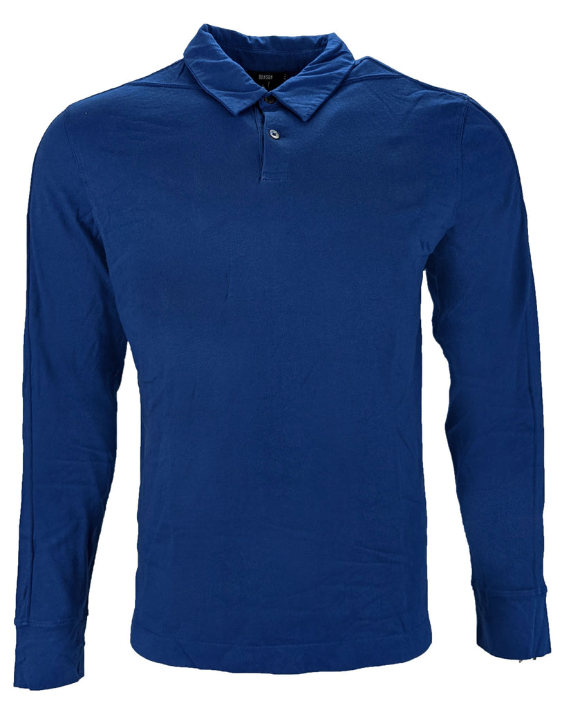 Benson Men's True Blue Long Sleeve Polo Shirt BT06LS Size Large NWT
