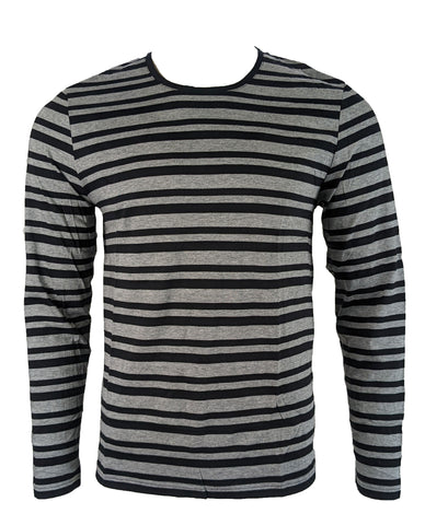 Benson Men's Grey and Black Horizontal Long Sleeve Tee CHM02 Size Large NWT