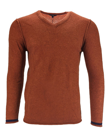 Benson Men's Orange Cashmere Wool V-Neck Sweater CSW02V Size Large NWT