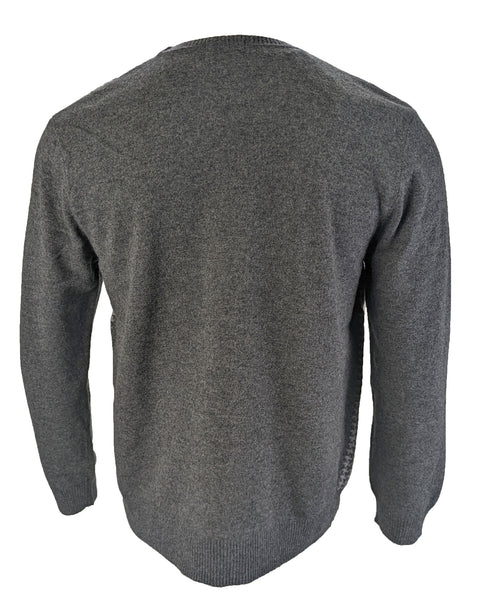 Benson Men's Dark Grey Houndstooth Crew Neck Sweater Size Large NWT